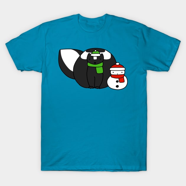 Skunk and Snowman T-Shirt by saradaboru